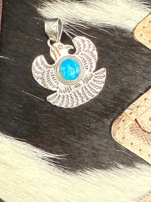 Thunderbird Turquoise & Sterling Silver Southwestern Designer Pendant