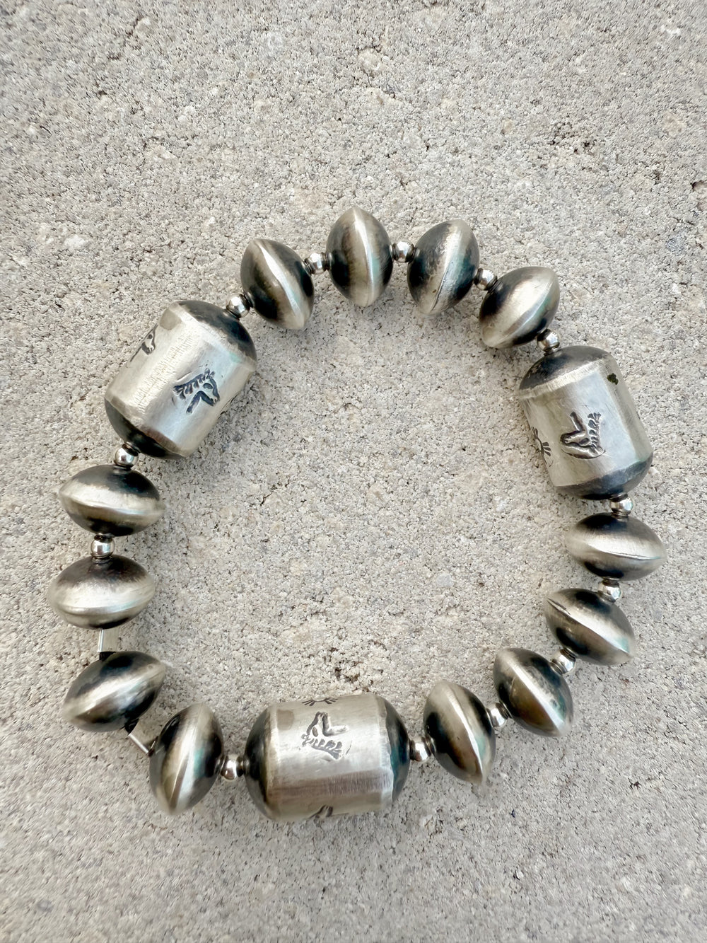 Handmade Navajo pearl sterling silver bracelet by Sharon Cooley