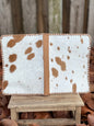 Tan Leather & Cowhide Bible Cover – Handmade Western Book Sleeve for Large Bibles & Notebooks