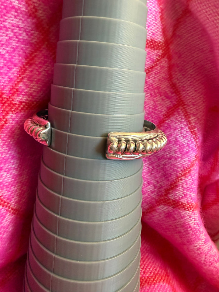 TAHE Navajo Sterling Silver Rope Cuff Bracelet