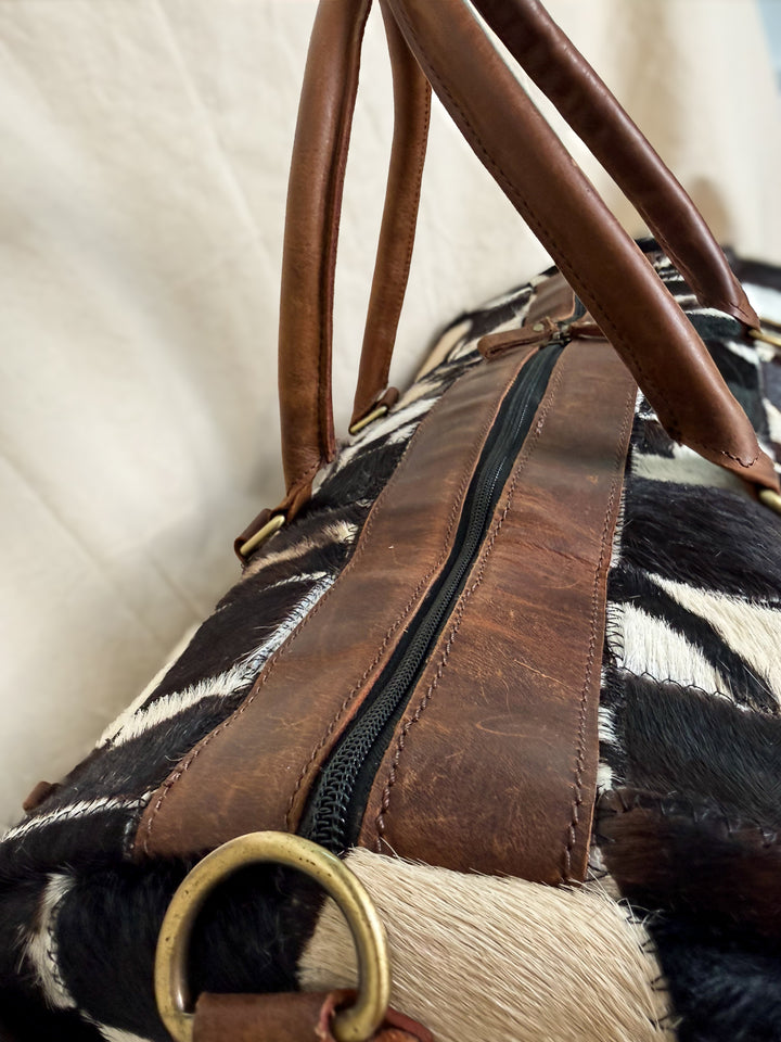 Checking In Weekender Duffle – Genuine Hair On Cowhide & Full-Grain Leather Travel Bag