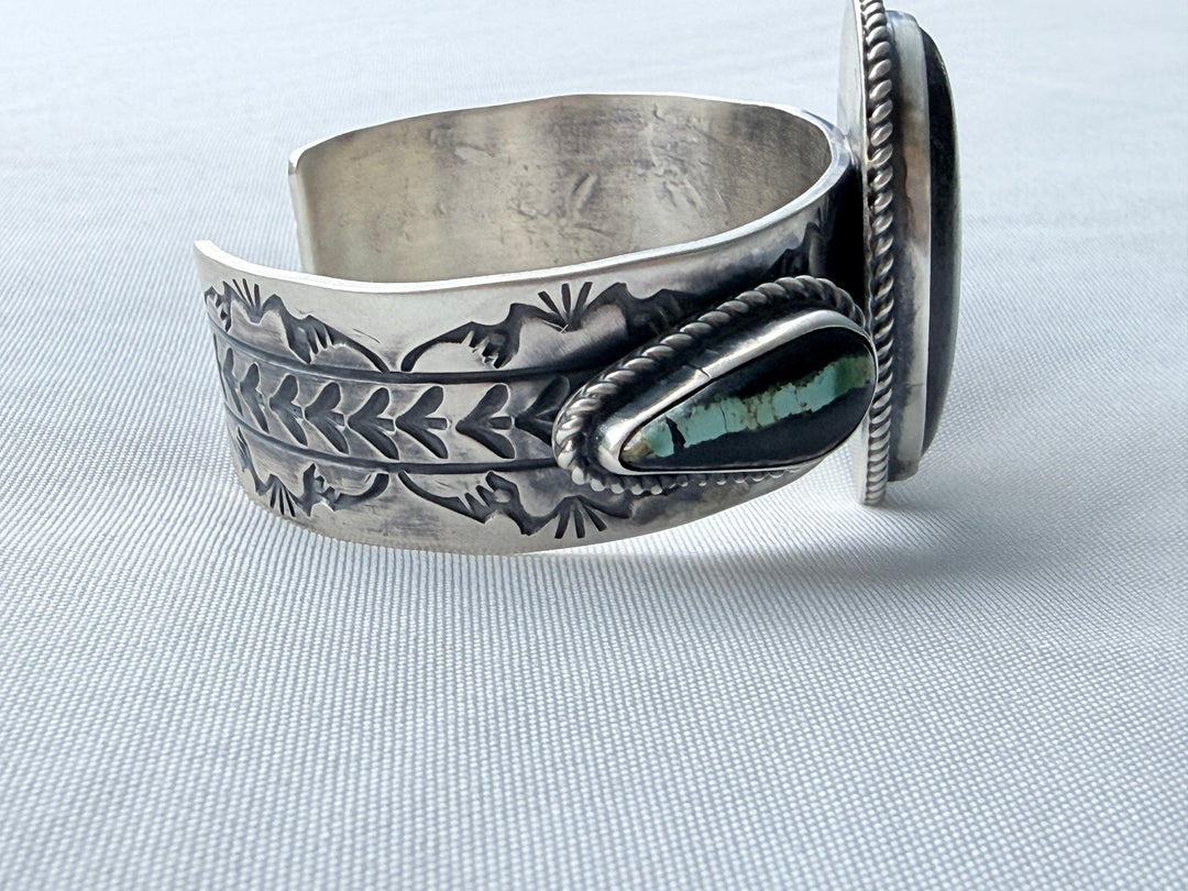 One of Seven | Rick Enriquez Navajo Black Jack Turquoise Sterling Silver Cuff