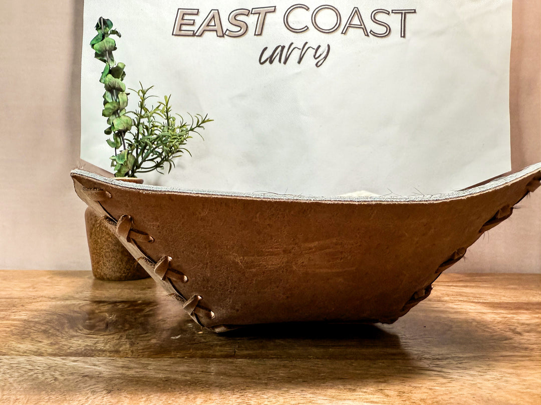 handmade cowhide leather catch all tray western valet tray