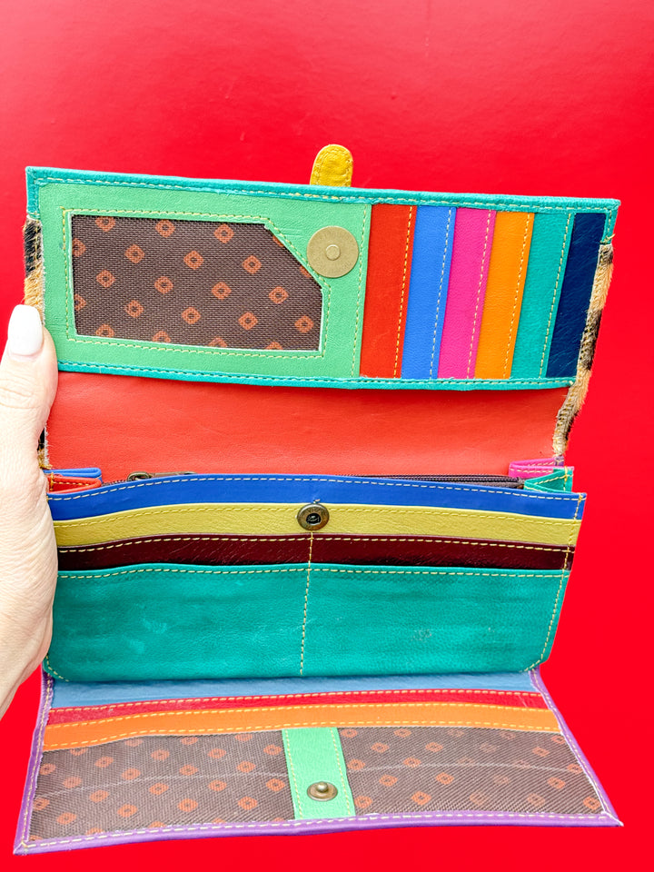 Palm Beach Rodeo ‘After Dark’ : Hide with Cheetah Painted Design and Colorful Recycled Leather Wallets