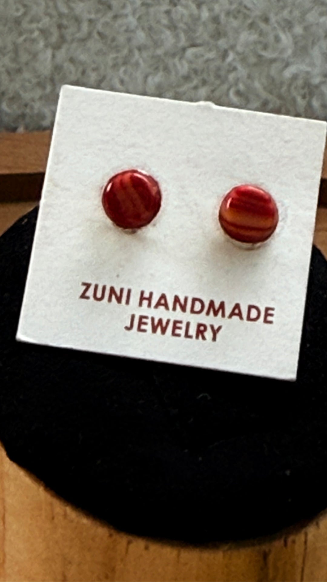 Zuni Handmade 4mm Spiny Oyster Stud Earrings | Sterling Silver | Small Native American Earrings