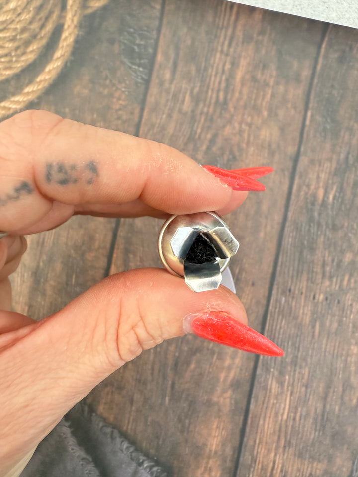 Navajo Number 8 Turquoise Squash Blossom Pendant | Sterling Silver by Juanita McDonald