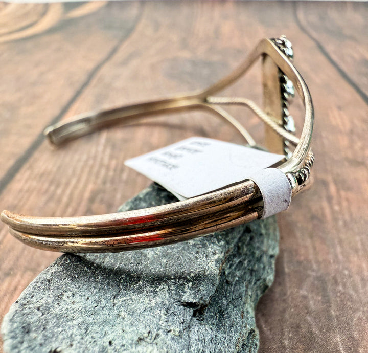 Handmade Navajo Sterling Silver Turquoise Cuff by Janice Spencer 6.5”