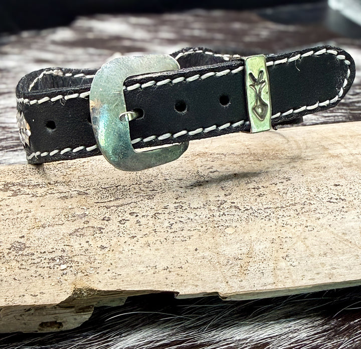 Navajo Kingman Turquoise Sterling Silver & Leather Cuff Watch