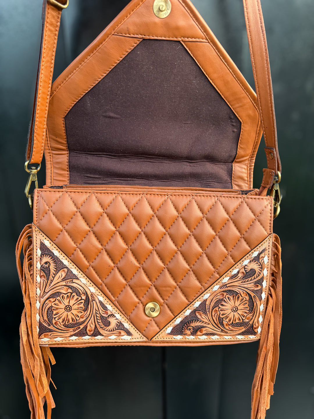 Honey Belle | Quilted and Tooled Leather Western Chic Crossbody Purse