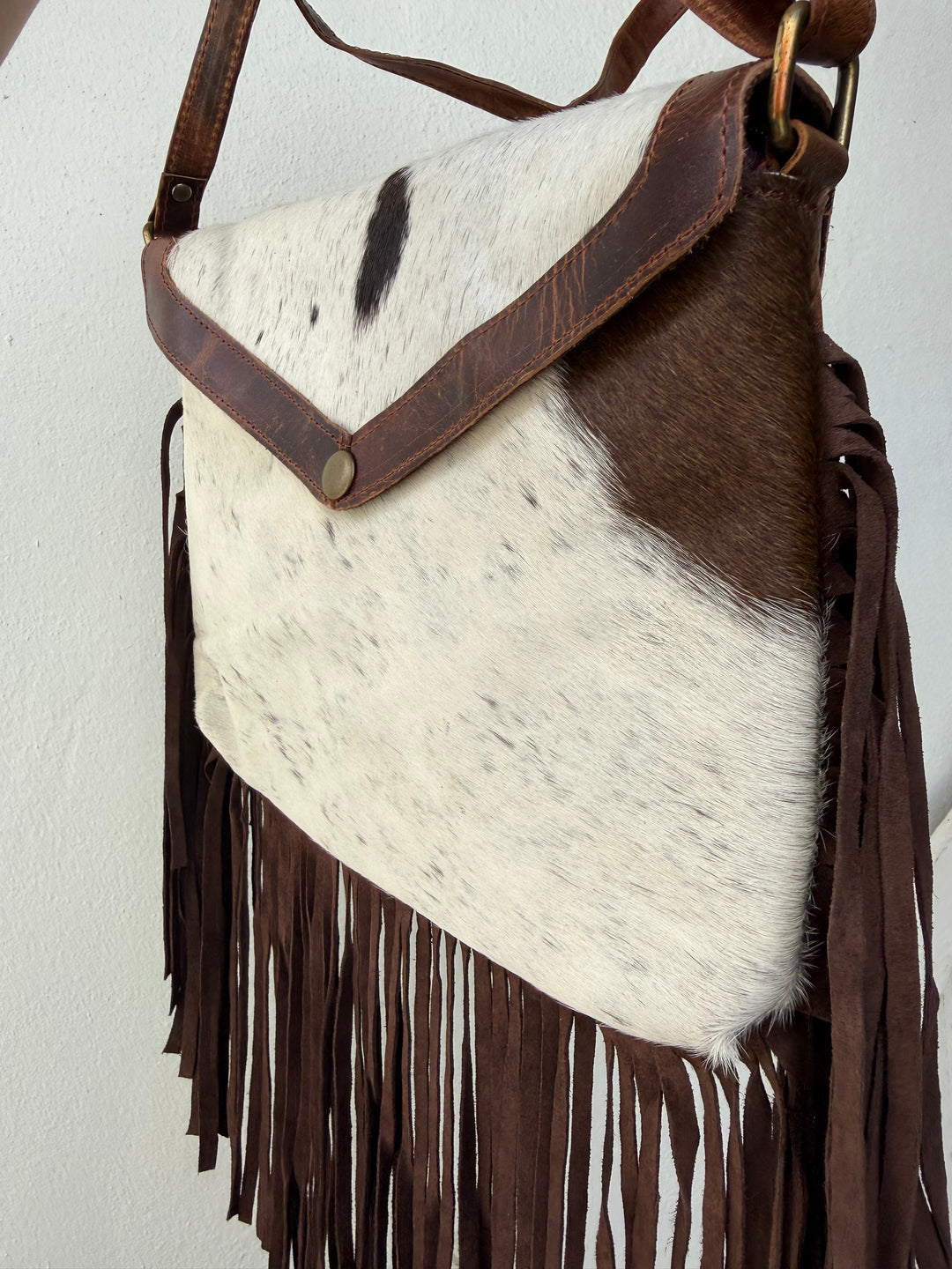The Evelyn Fringe Crossbody | Genuine Leather & Hair-On Cowhide Western Purse