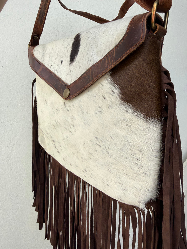 The Evelyn Fringe Crossbody | Genuine Leather & Hair-On Cowhide Western Purse