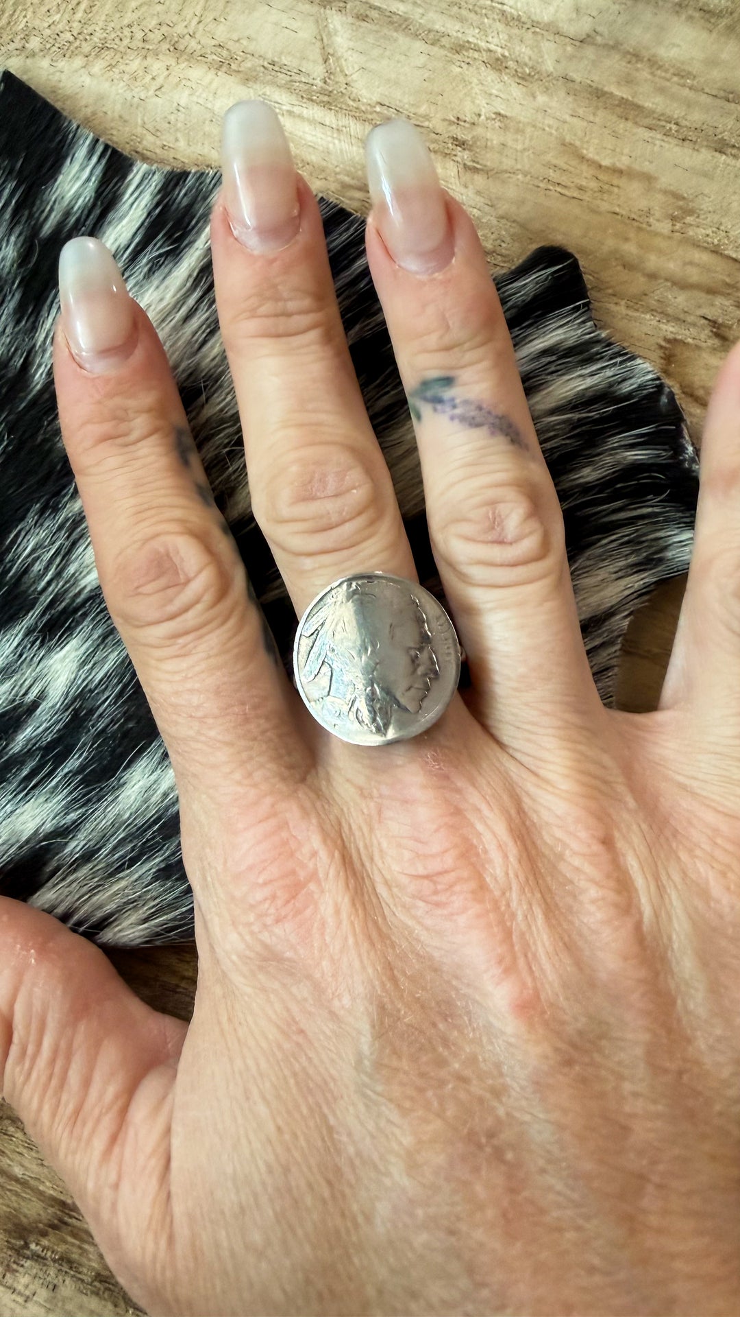 Vintage Buffalo Nickel Ring | Sterling Silver Twist Band | Handmade USA | Size 8