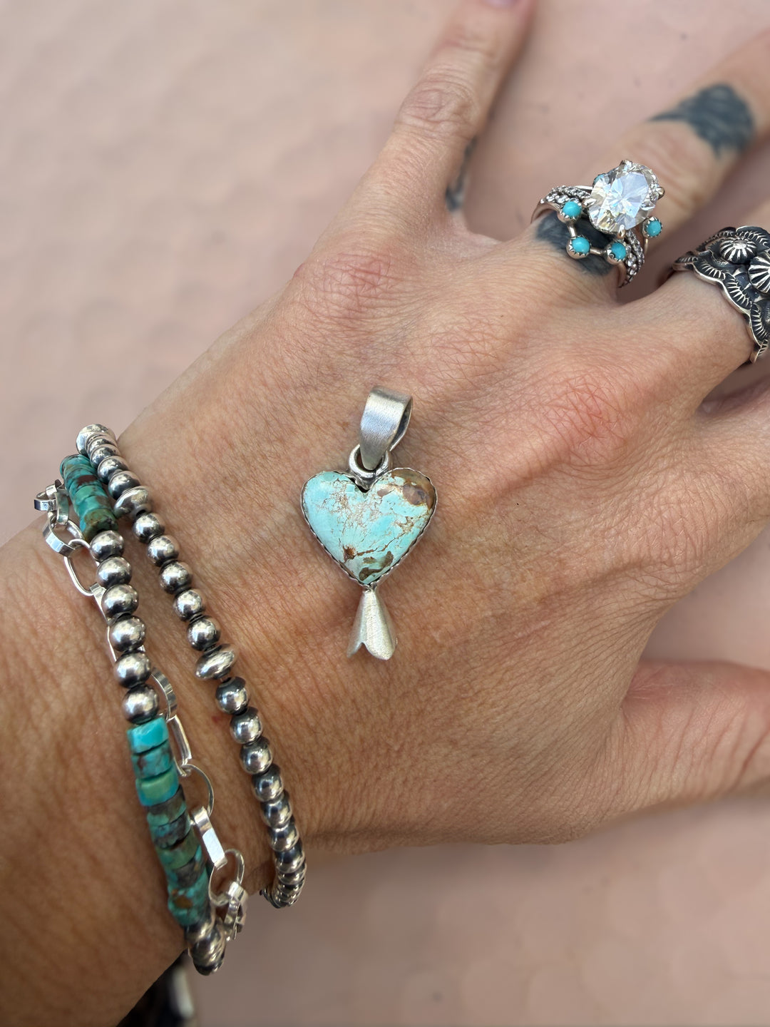 royston turquoise heart pendant sterling silver
western turquoise necklace charm 925 silver
blue turquoise heart southwestern jewelry