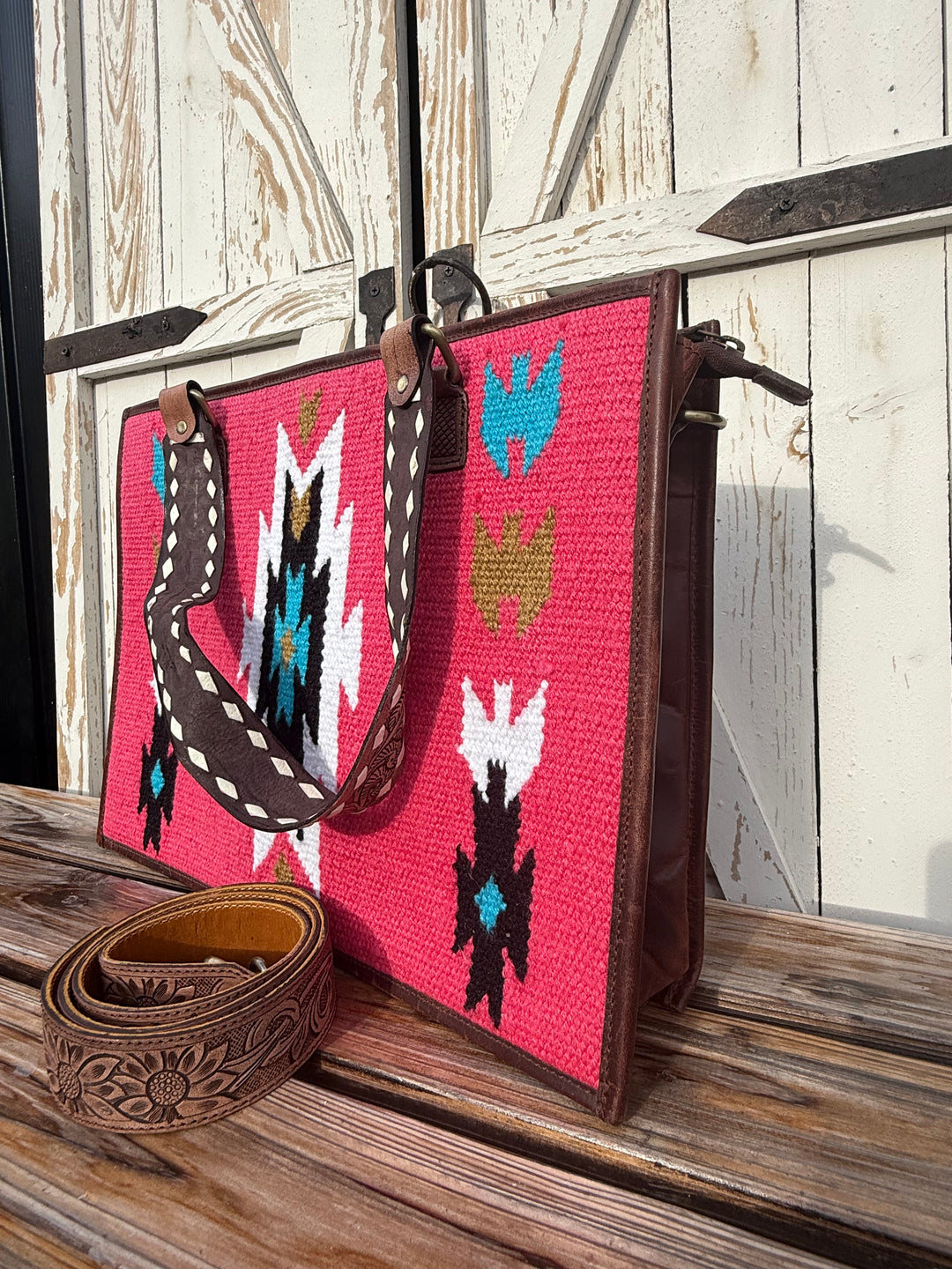 The Pink Pony Express Concealed Carry Work Tote – Full Grain Leather Western Laptop Bag