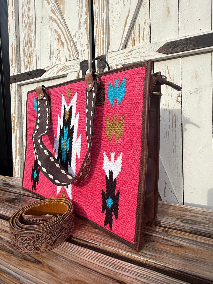 The Pink Pony Express Concealed Carry Work Tote – Full Grain Leather Western Laptop Bag