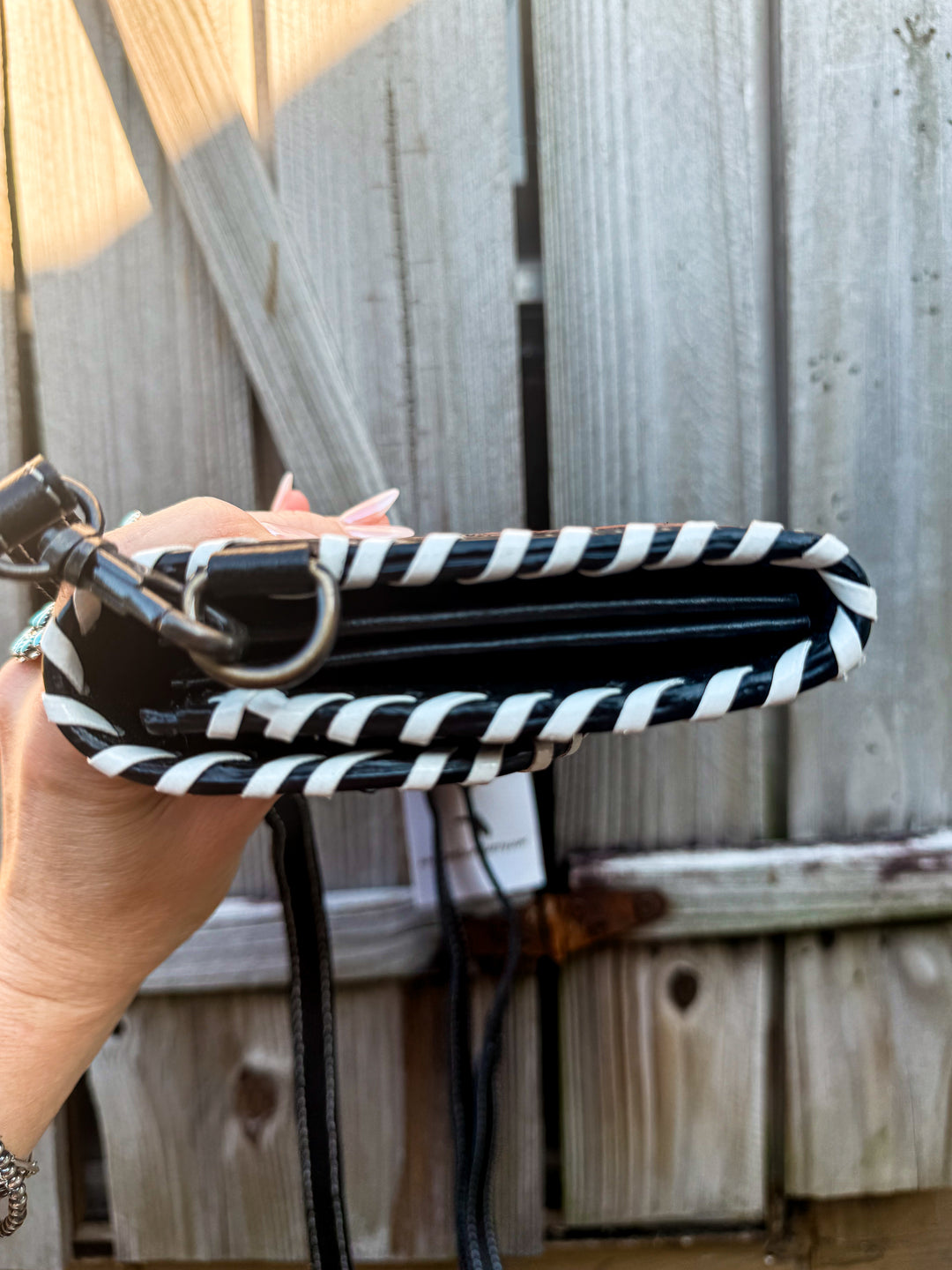 Concho and Caviar Clutch | Womens Western Cowhide and Tooled Leather Clutch with Strap