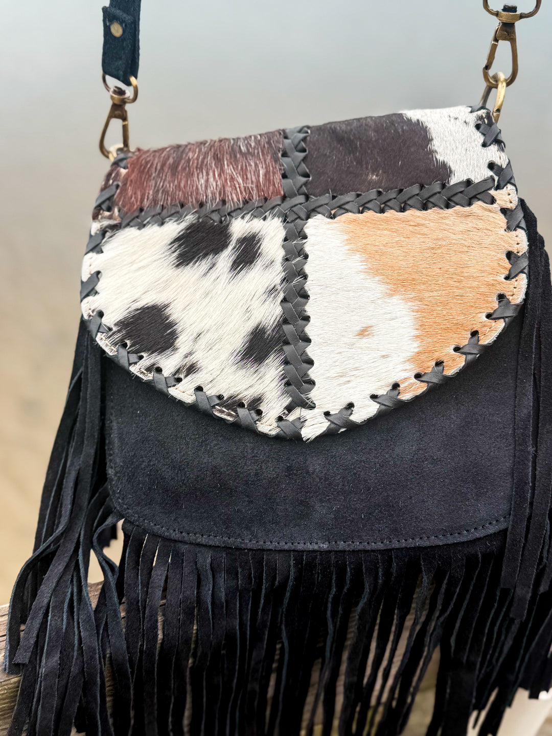 The Saddle Stitch Patchwork Fringe Crossbody (3 Colors)