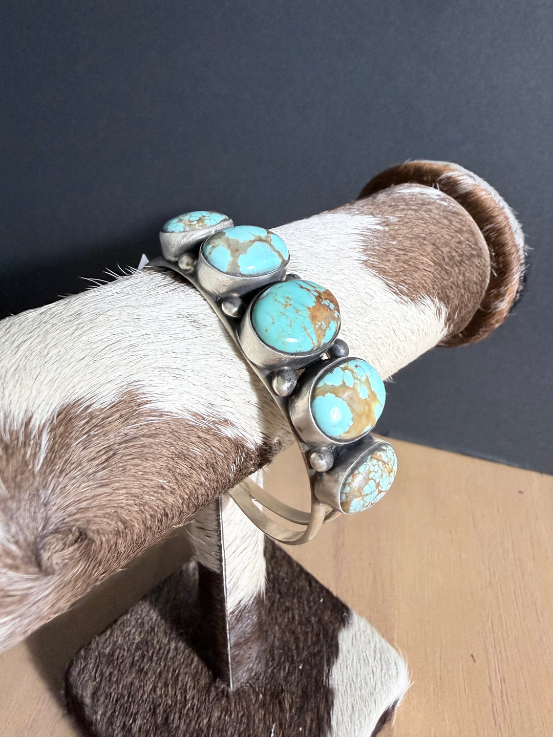 Augustine Largo Mine #8 Turquoise Sterling Silver Cuff - Navajo Handmade