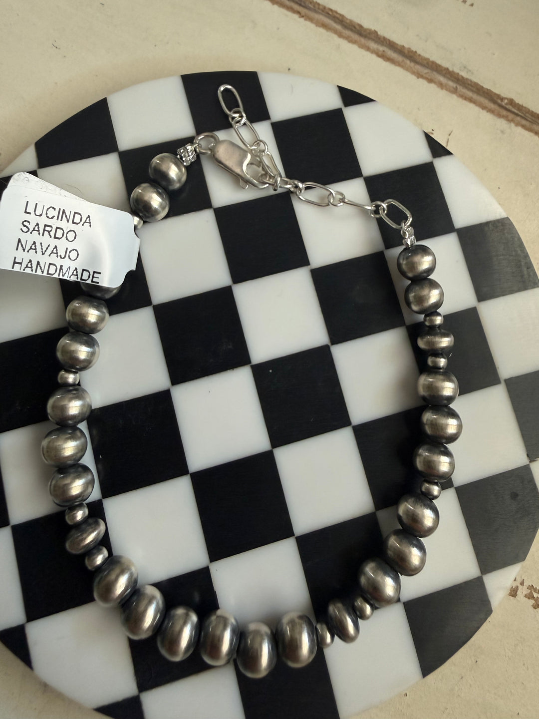 Lucinda Sardo 6mm Navajo Pearl Sterling Silver Bracelet | 6–9”