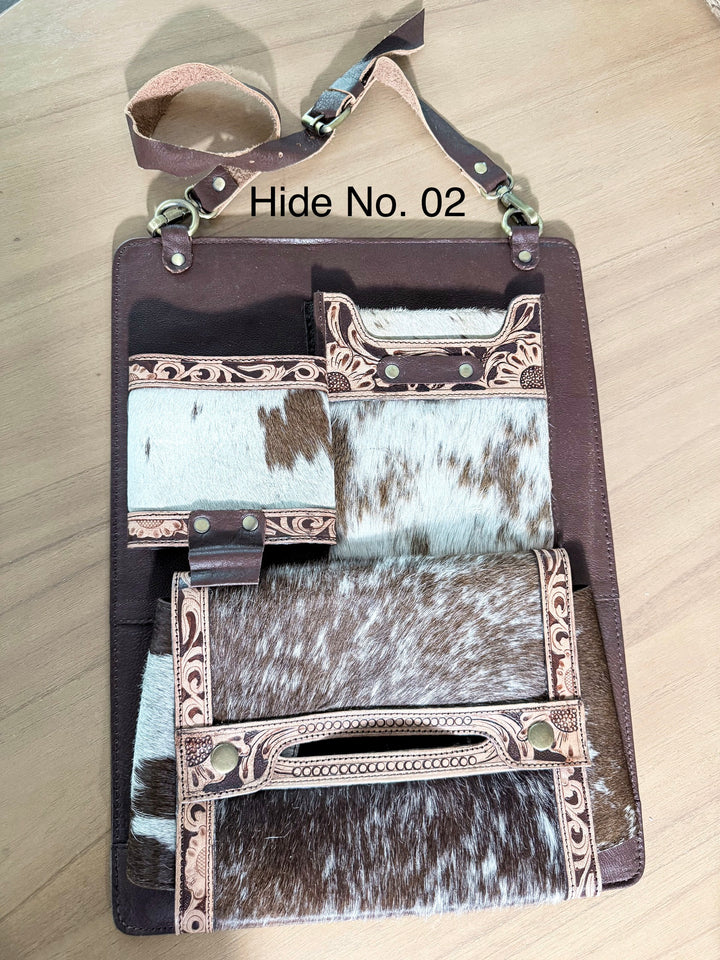 The Backroad Organizer | Cowhide & Leather Car Seat Organizer