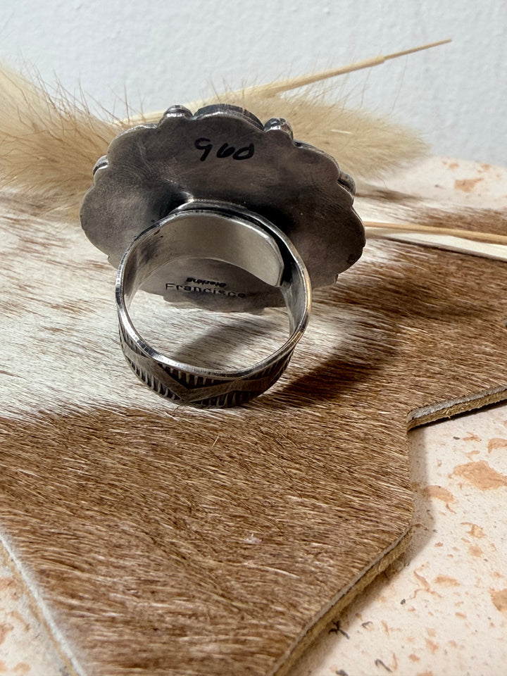 Dustin Francisco Navajo Royston Turquoise Sterling Silver Statement Ring | Adjustable