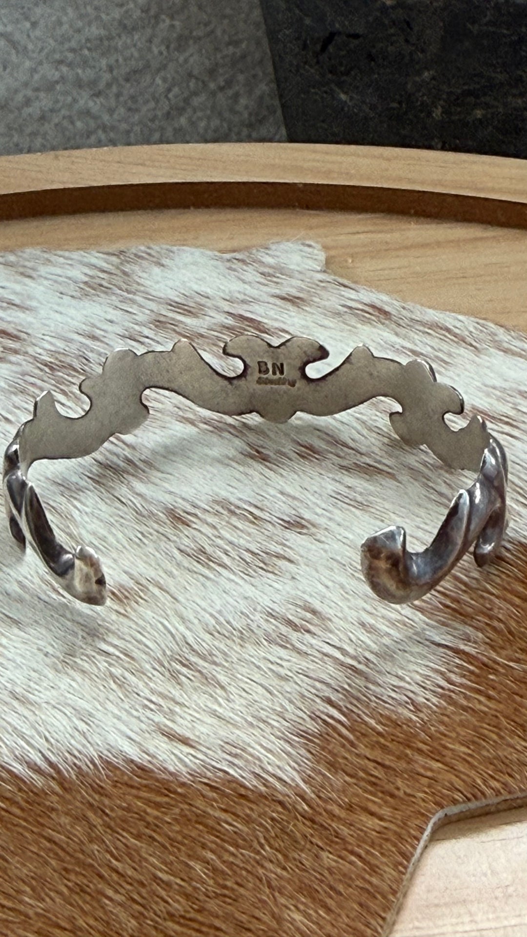Vintage Navajo Sterling Silver Scroll Cuff Bracelet | Signed BN | Sculptural Southwestern Cuff | 6.25” Wrist