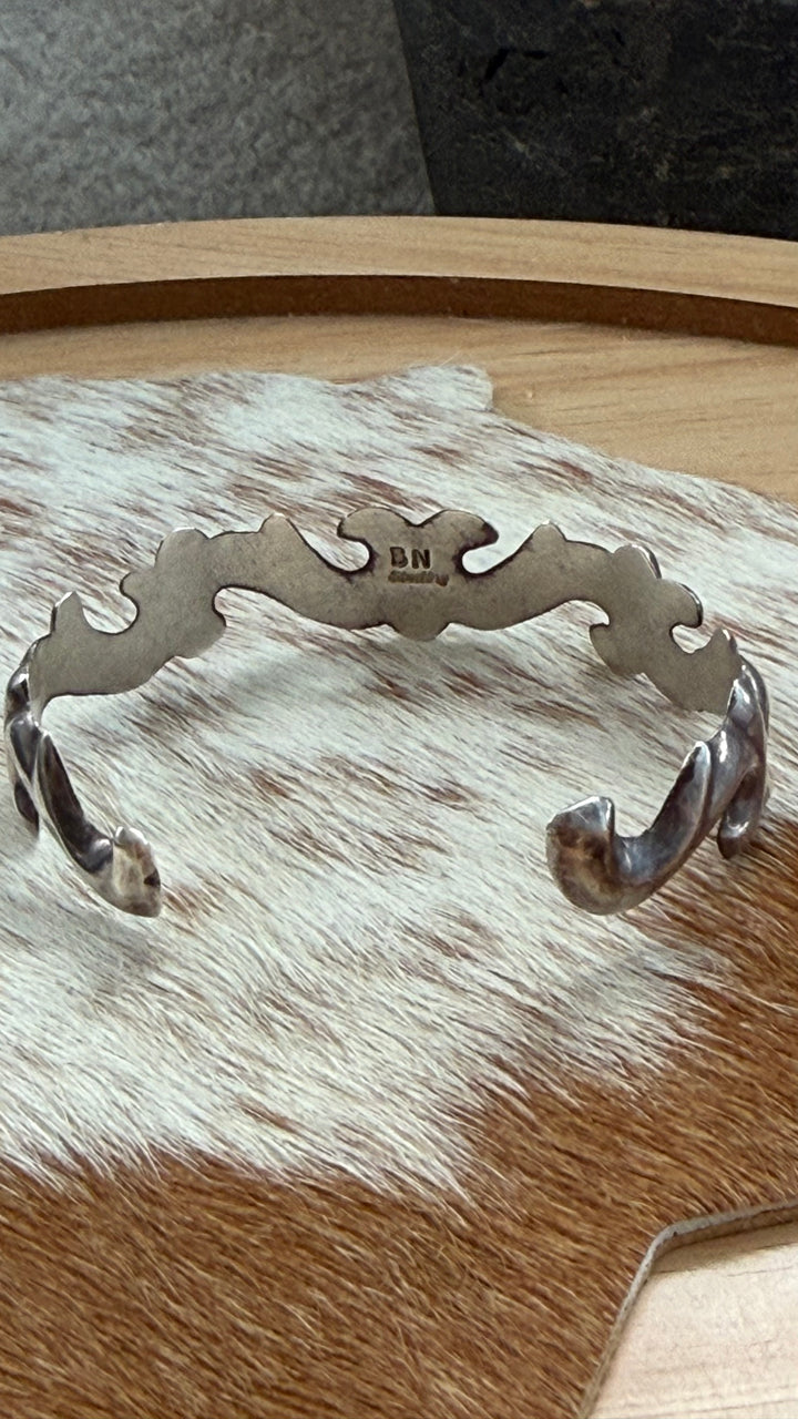 Vintage Navajo Sterling Silver Scroll Cuff Bracelet | Signed BN | Sculptural Southwestern Cuff | 6.25” Wrist