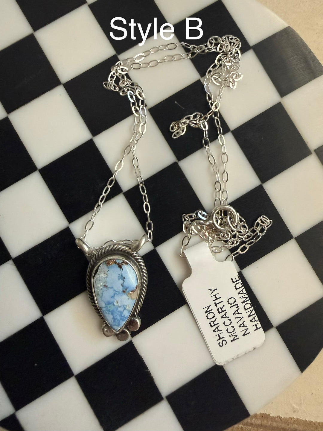 Sharon McCarthy Golden Hills Turquoise Petite Necklace | Navajo Handmade Sterling Silver