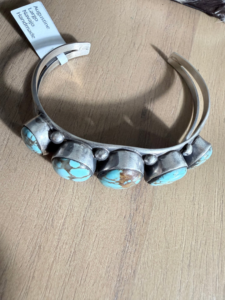 Augustine Largo Mine #8 Turquoise Sterling Silver Cuff - Navajo Handmade