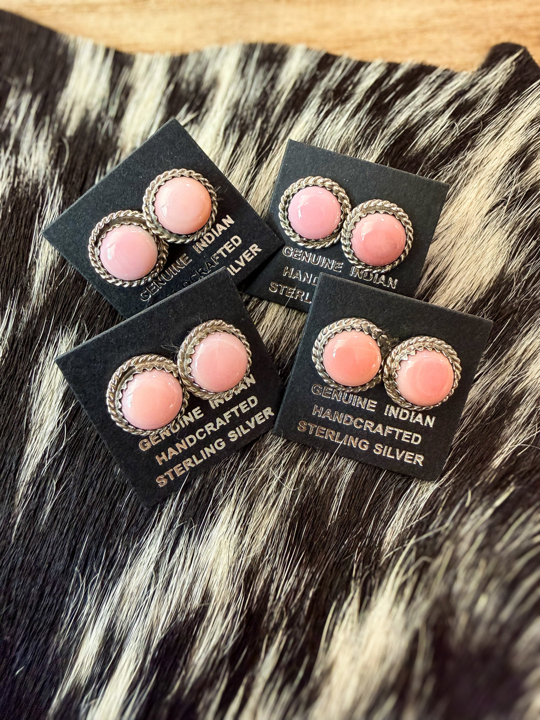 Navajo Pink Conch Sterling Silver Stud Earrings | Handmade in USA | 10mm