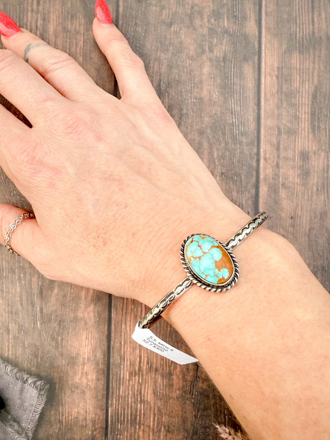 Donovan Skeets Navajo Handmade Sterling Silver and Mine 8 Turquoise Cuff