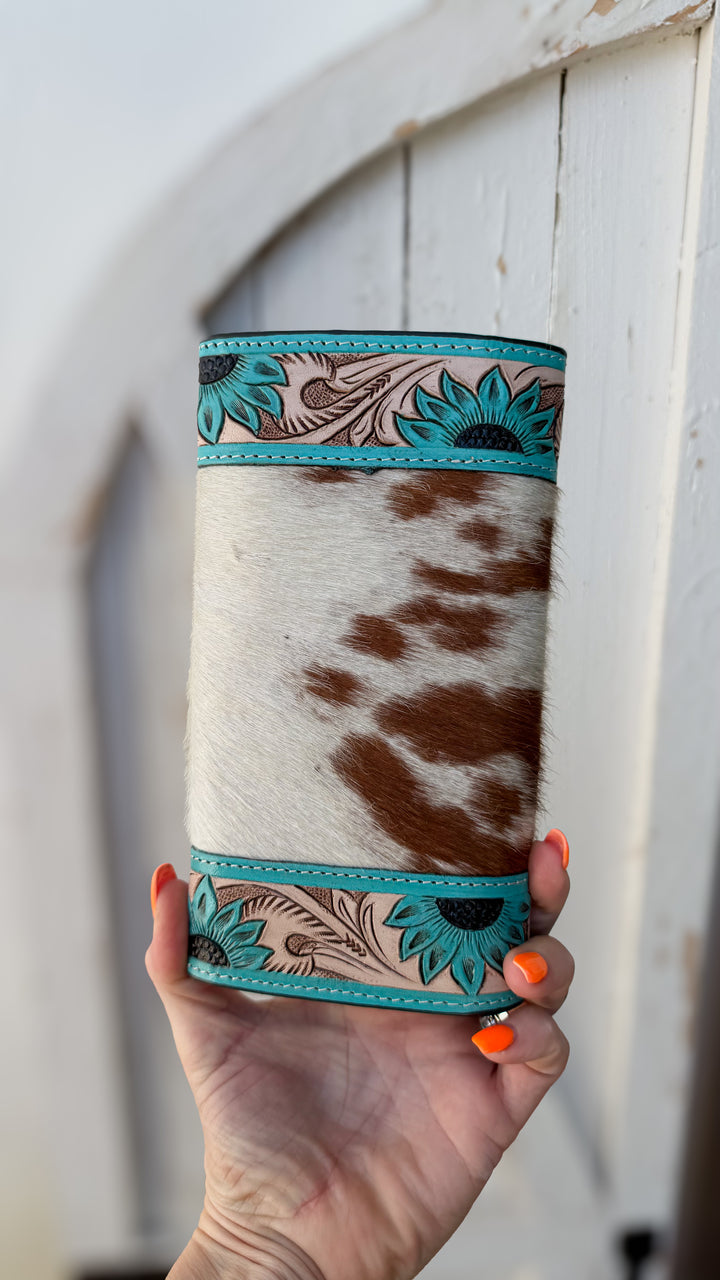 Turquoise Trail Cowhide Wallet | Tooled Leather Western Wallet