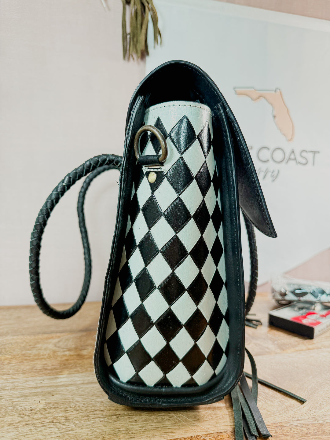 Speed Check No. 9 | Checkerboard Fringe Tote (Right-Hand Concealed Carry)