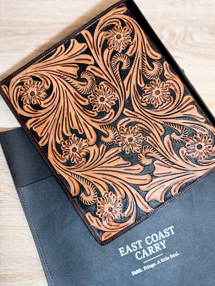 The Stockman | Tooled Leather & Cowhide Executive Padfolio