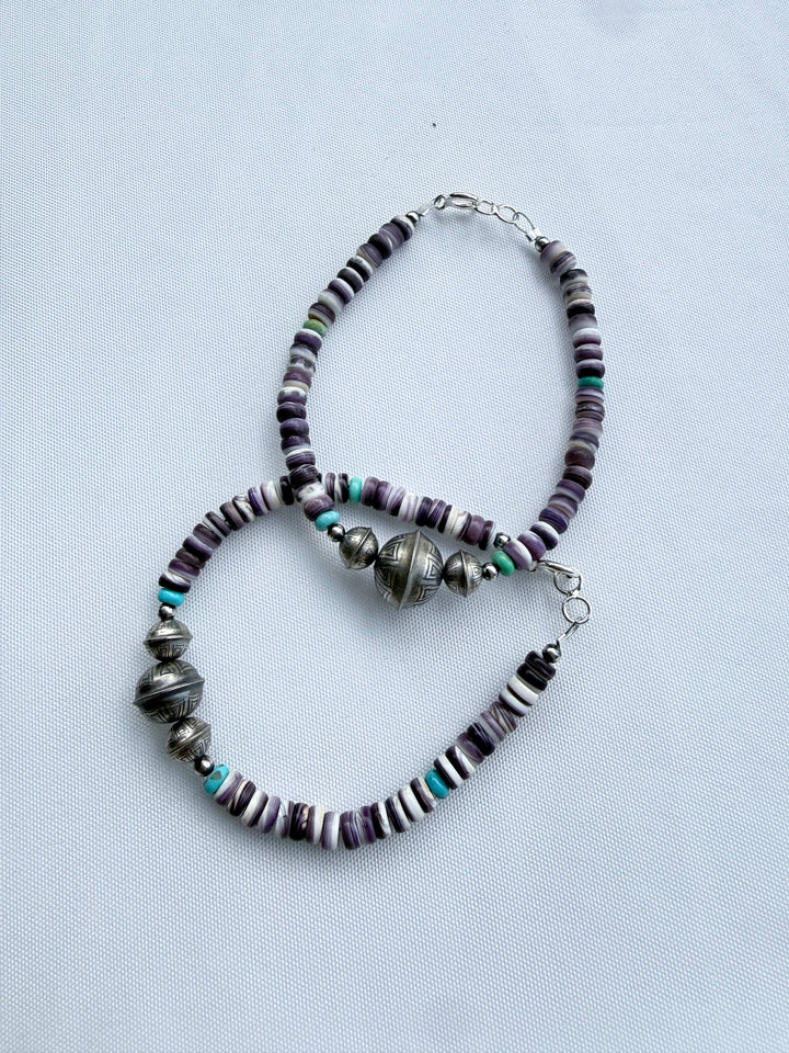 Kimberly Tom Navajo Wampum & Turquoise Stacker Bracelet