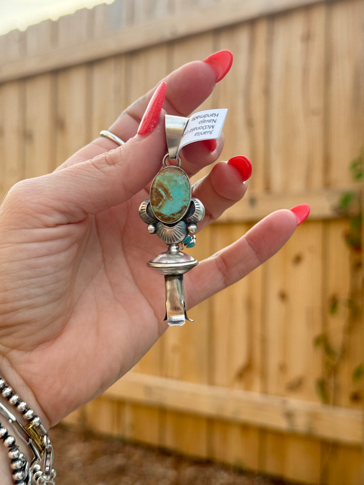 Number 8 turquoise Navajo artisan pendant sterling silver