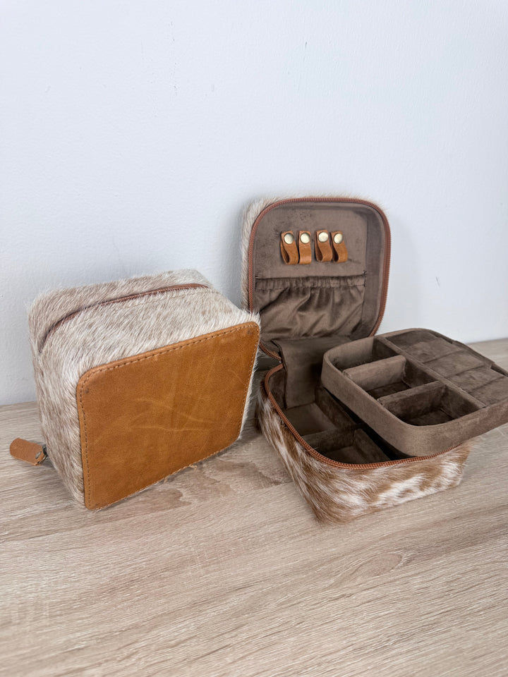 Double Decker Mini | Cowhide Travel Jewelry Box