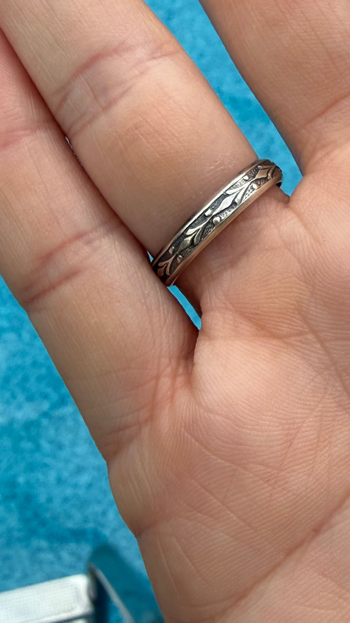 Golden Hills Turquoise Ring | Handmade Navajo Sterling Silver Wedding Style Ring | Size 7 | Robinson Martinez