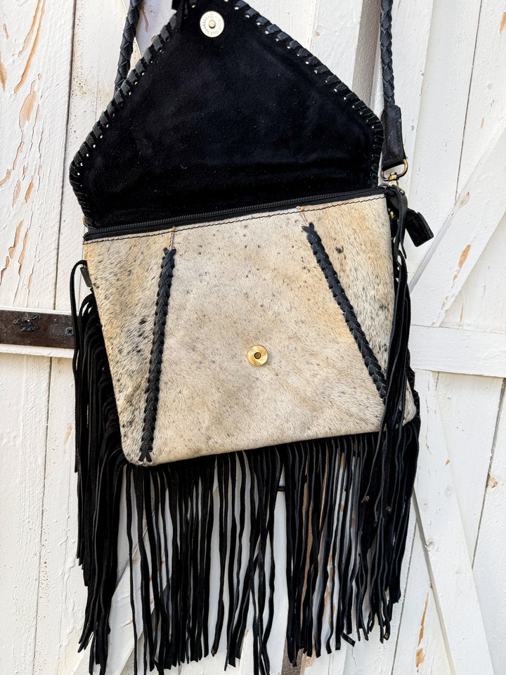 The Harlee Fringe Crossbody | Genuine Leather & Hair-On Hide Western Bag