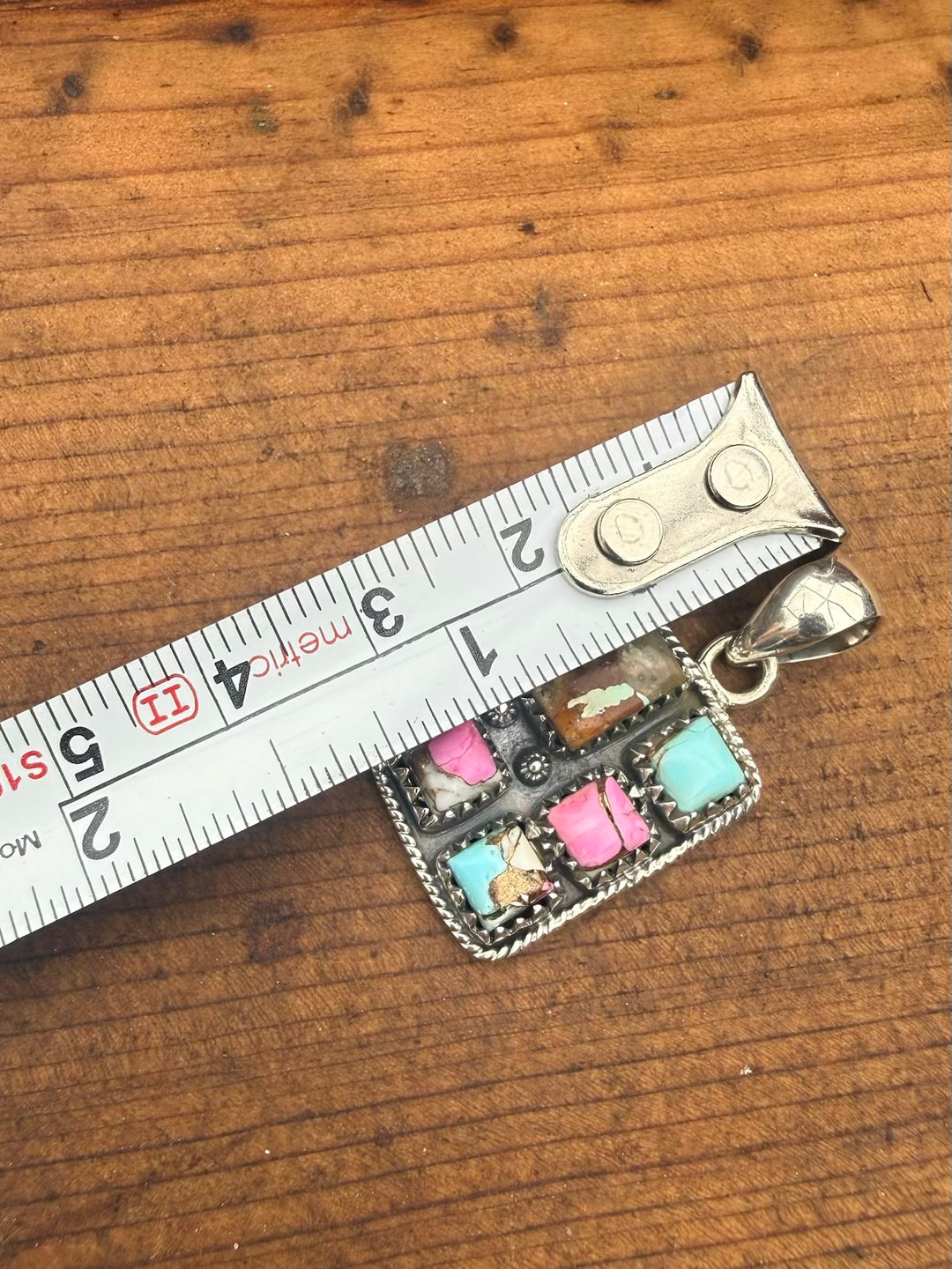 Mine #8 Turquoise & Pink “Cotton Candy” Composite Sterling Silver Pendant