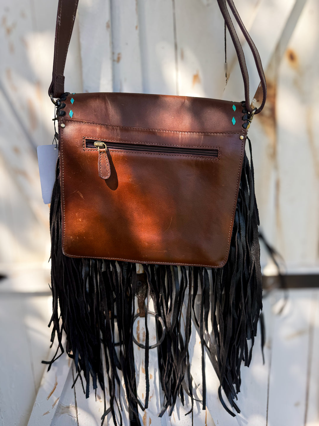 Cognac Bootstitch Saddle Crossbody