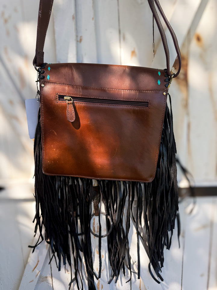 Cognac Bootstitch Saddle Crossbody
