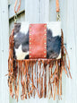 Hey Stud: Hair on Cowhide Leather Studed Fringe Crossbody Purse