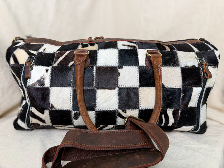Checking In Weekender Duffle – Genuine Hair On Cowhide & Full-Grain Leather Travel Bag