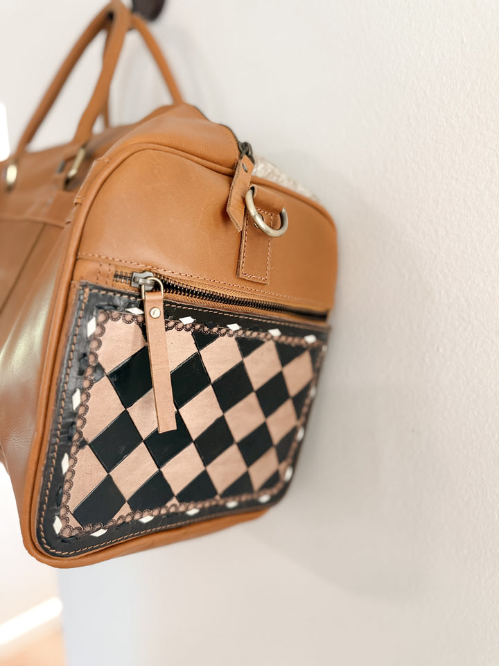 The Checkmate Collection | Cowhide & Leather Travel Set