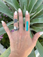Southwestern Rectangle Sterling Silver Turquoise Ring size 7