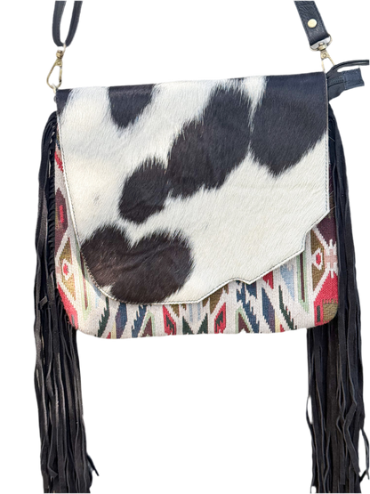 Saddle Up : Saddle Blanket & Cowhide CC Suede and Cowhide Fringe Detail Purse