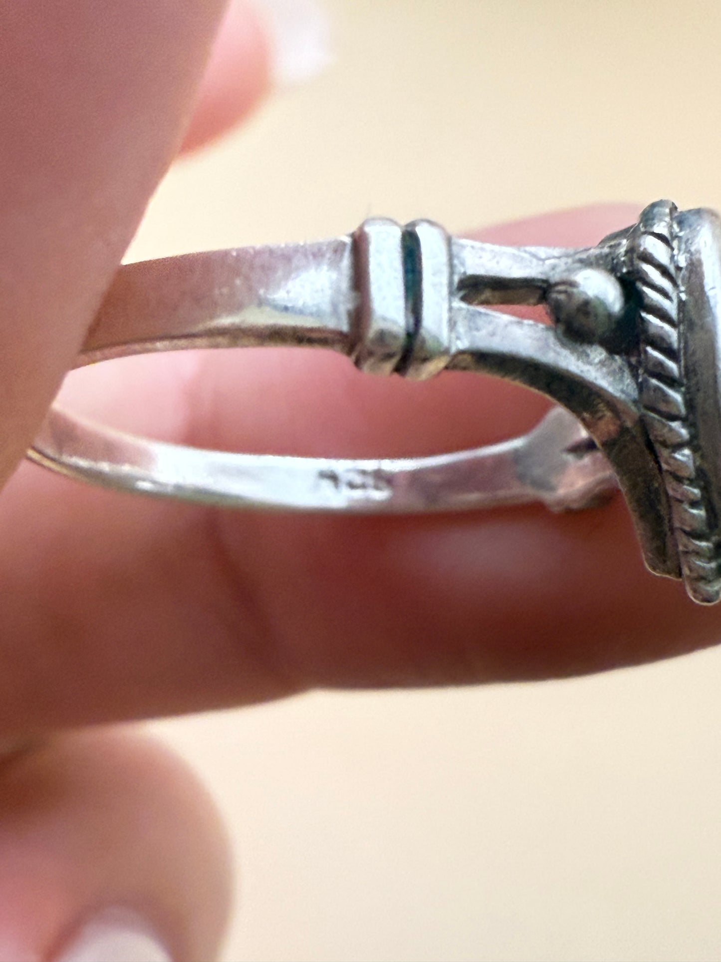 Handpicked Estate Find- 925 & Turquoise Heart Ring - sz 6.5