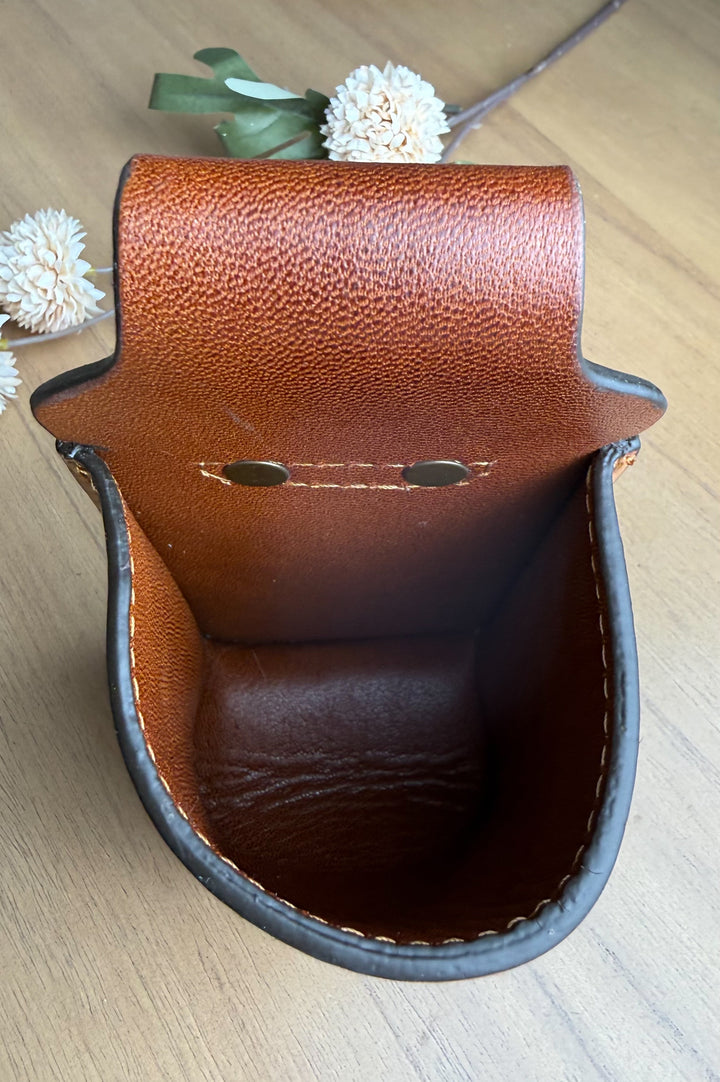 Tooled Leather Belt Drink Holster | Hands-Free Beverage Holder | Genuine Leather Festival, Market & Camping Cup Holder