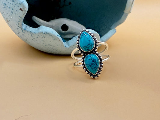 Santa Rosa Turquoise & Sterling Silver SW Style Ring - Size 7.5